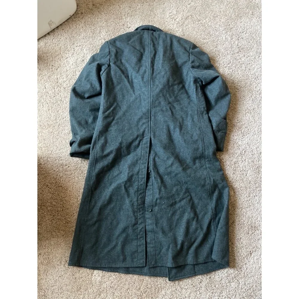 Men's Green‎ Trench Coat Wool *Small Flaw* Pea Coat Winter Long Size XL Overcoat